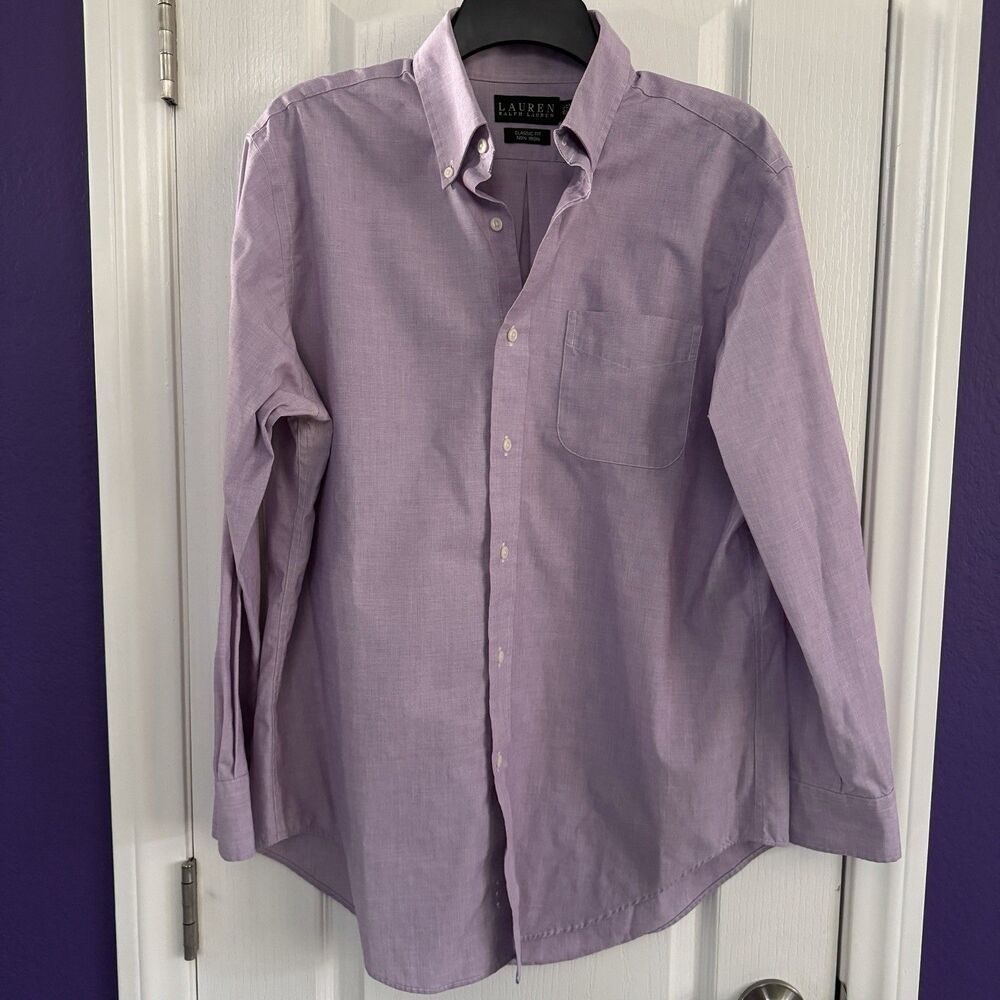 Lauren Ralph Lauren LRL Classic Fit No Iron Dress Shirt Purple Size M 15.5 32/33